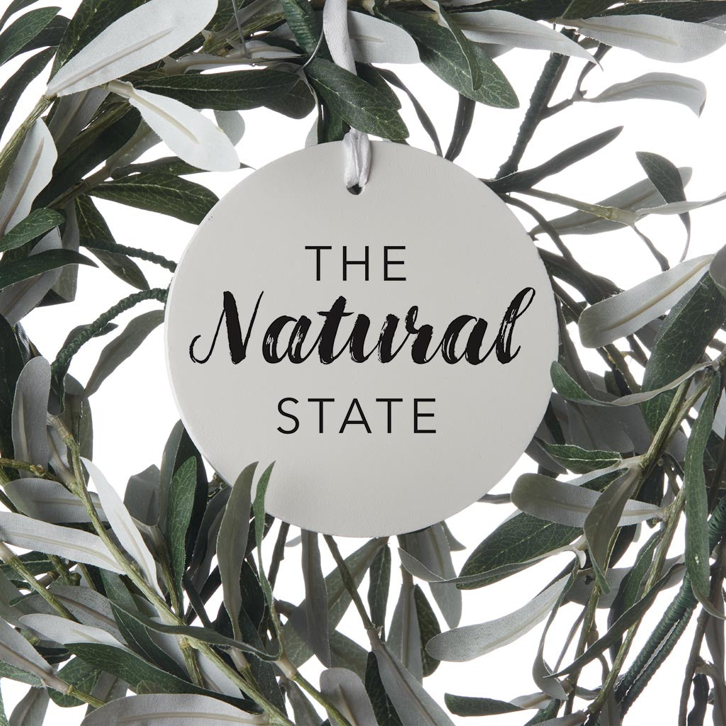 B&W Minimalist Arkansas The Natural State | Wood Ornament | Eaches | Min 6