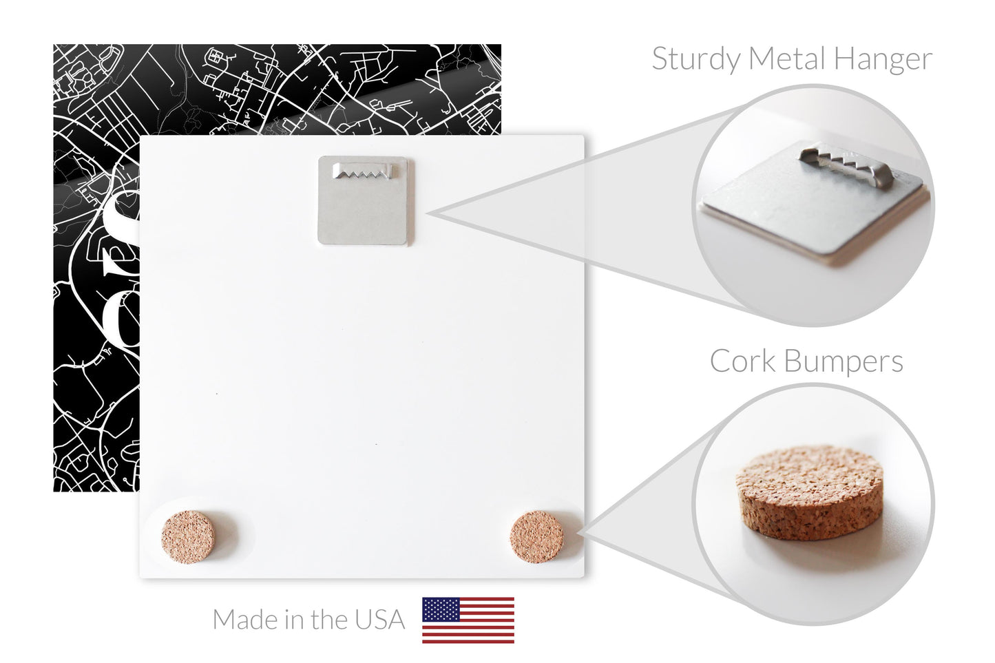 Minimalistic B&W Pennsylvania State College Map | Hi-Def Glass Art | Eaches | Min 1