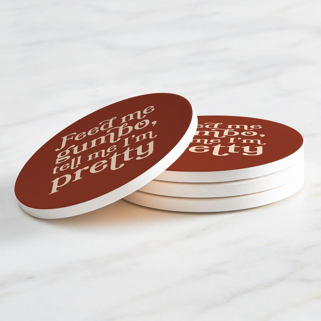 Modern Minimalist Louisiana Gumbo Saying | Absorbent Coasters | Set of 4 | Min 2