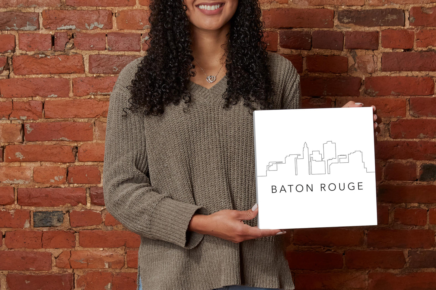 Modern Louisiana Baton Rouge City Line Drawing | Wood Block | Eaches | Min 2