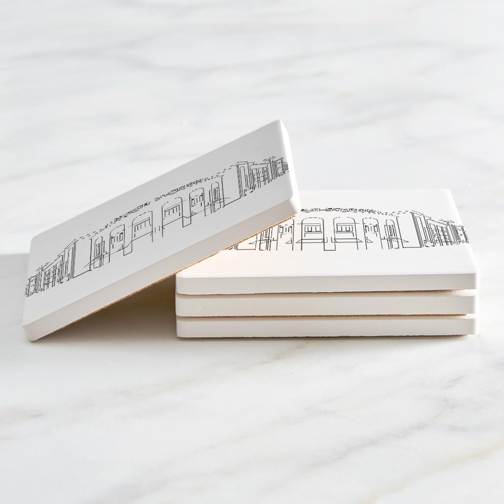 Minimalist B&W Missouri Busch Stadium Line Drawing | Absorbent Coasters | Set of 4 | Min 2
