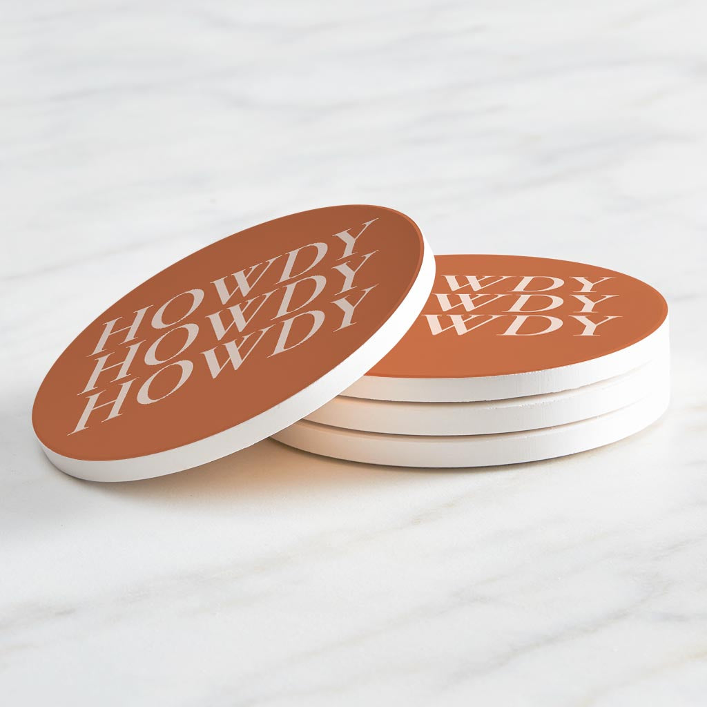 Modern Minimalist Texas Howdy | Absorbent Coasters | Set of 4 | Min 2