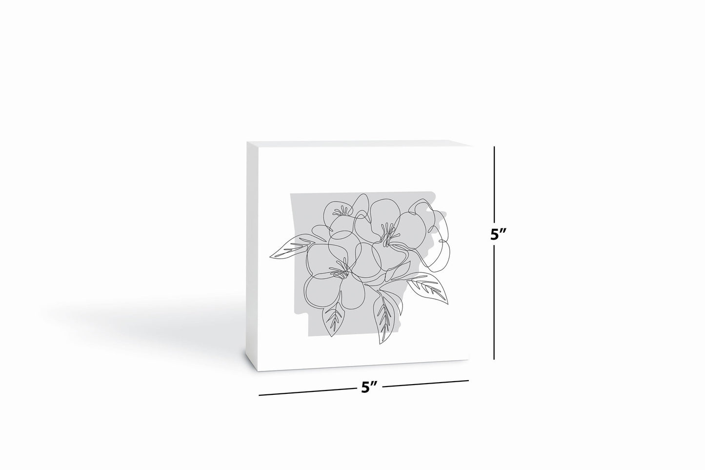 B&W Minimalist Arkansas Single Line Apple Blossoms | Wood Block | Eaches | Min 4