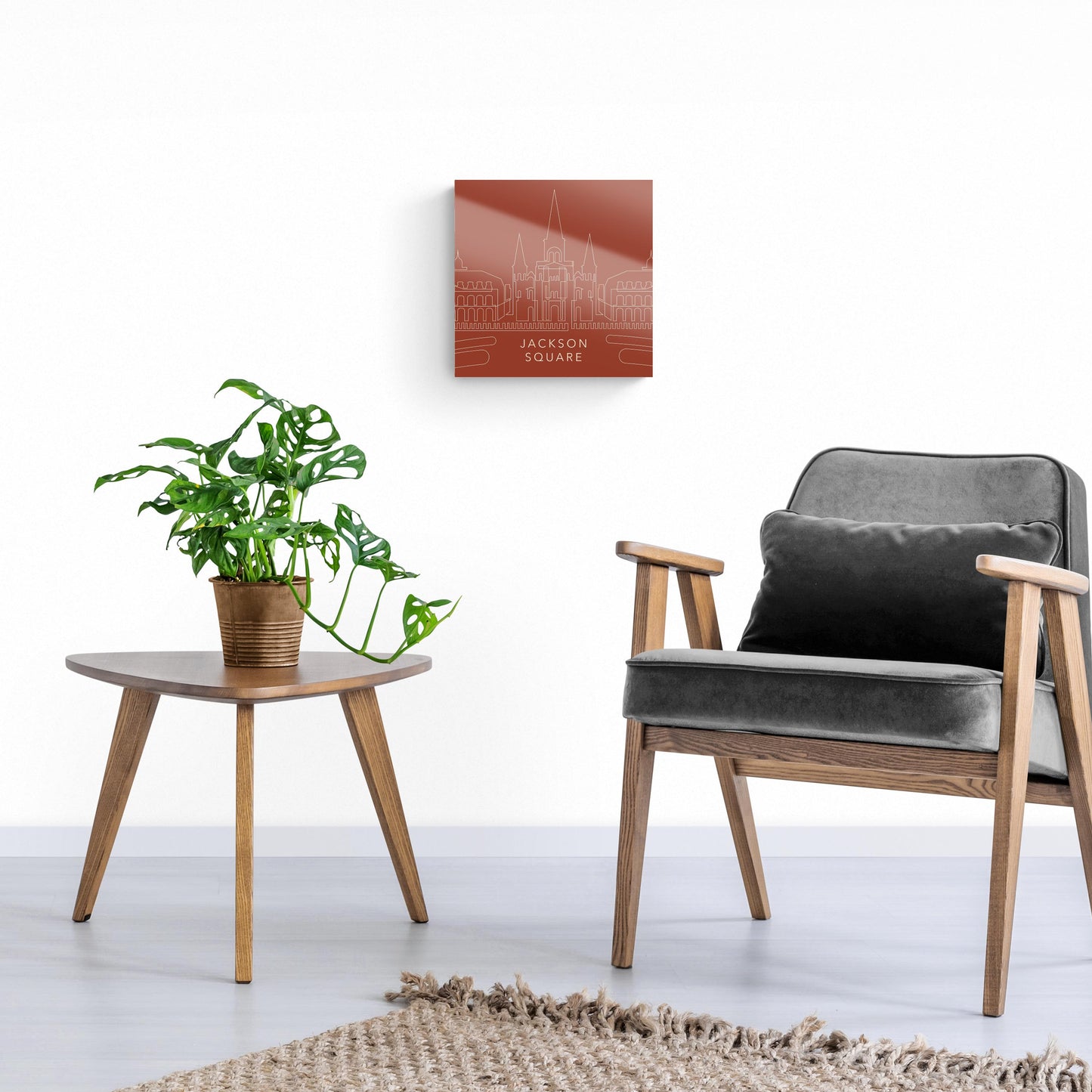 Modern Minimalist Louisiana Jackson Square Line Drawing | Hi-Def Glass Art | Eaches | Min 1