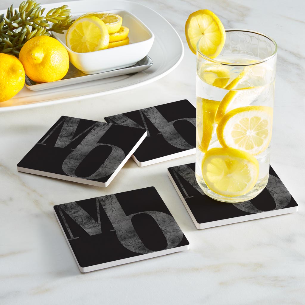 Minimalist B&W Missouri Black Initials | Absorbent Coasters | Set of 4 | Min 2