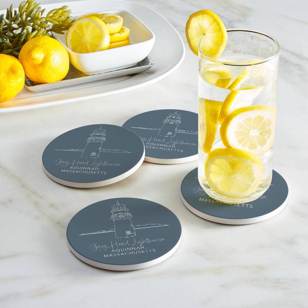 Gay Head Lighthouse Muted Coastal | Absorbent Coasters | Set of 4 | Min 2
