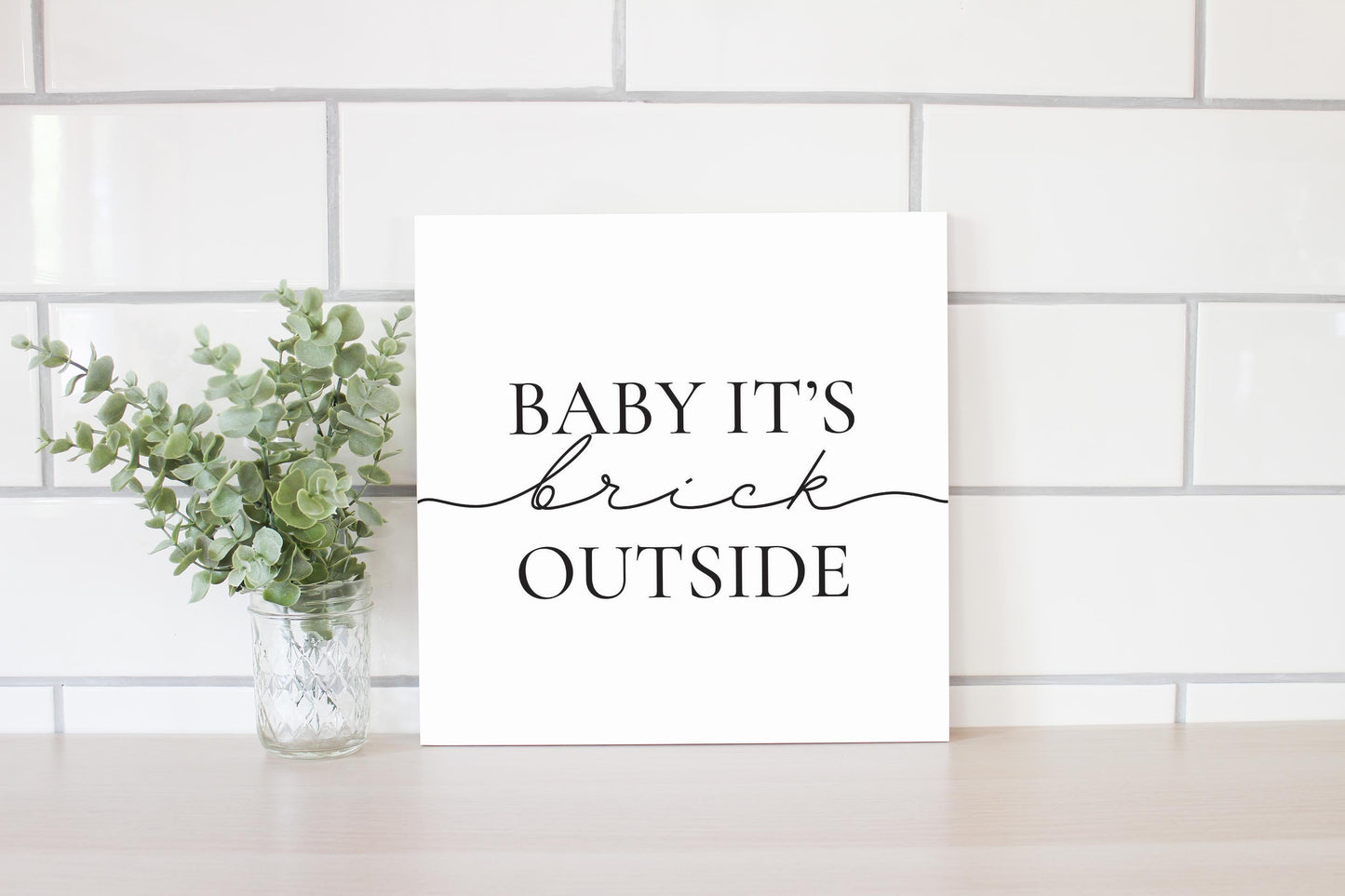 Minimalistic B&W New York Quip Brick Outside | Wood Sign | Eaches | Min 2