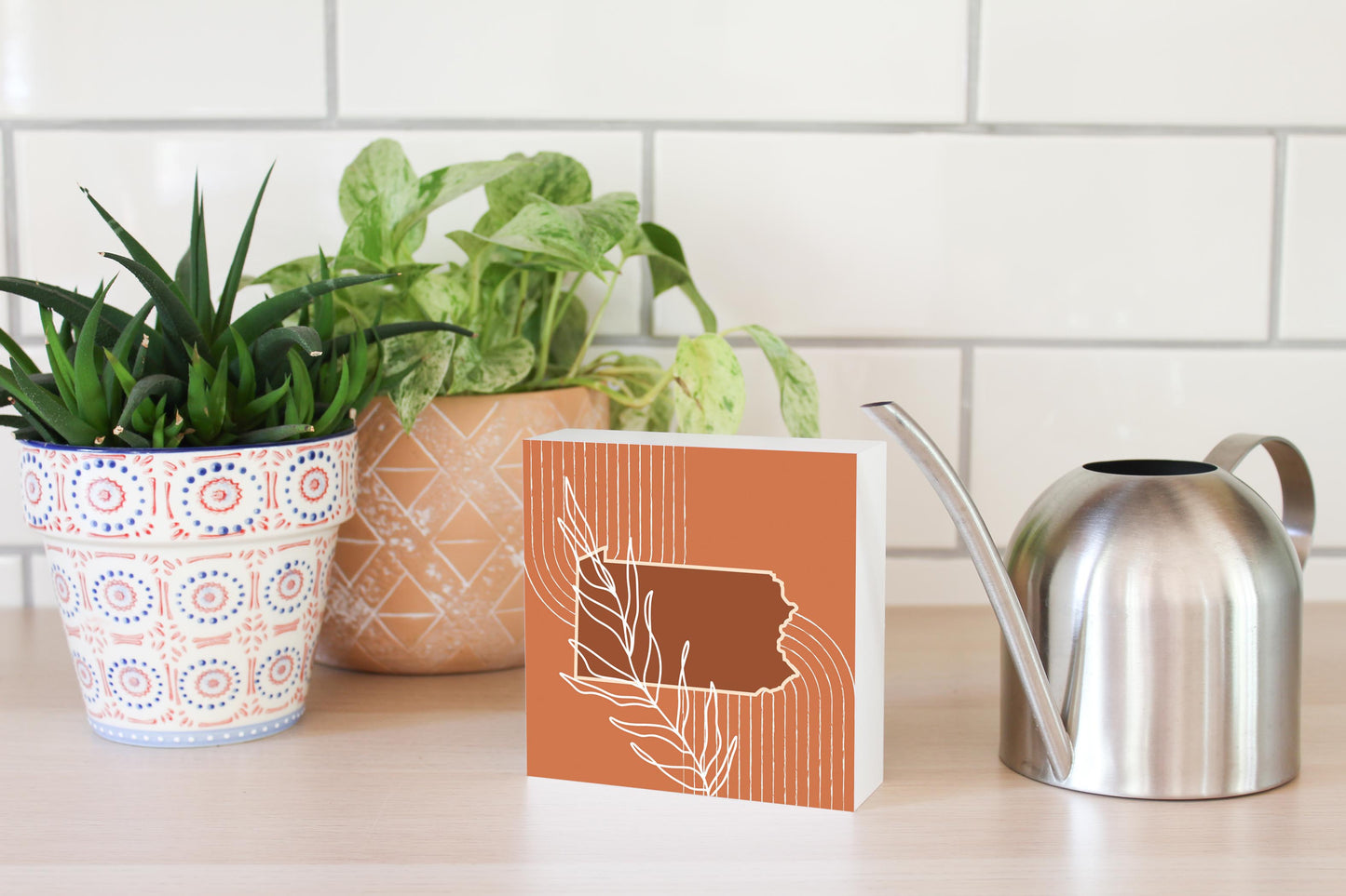 Modern Minimalist Pennsylvania State Leaf | Wood Block | Eaches | Min 4