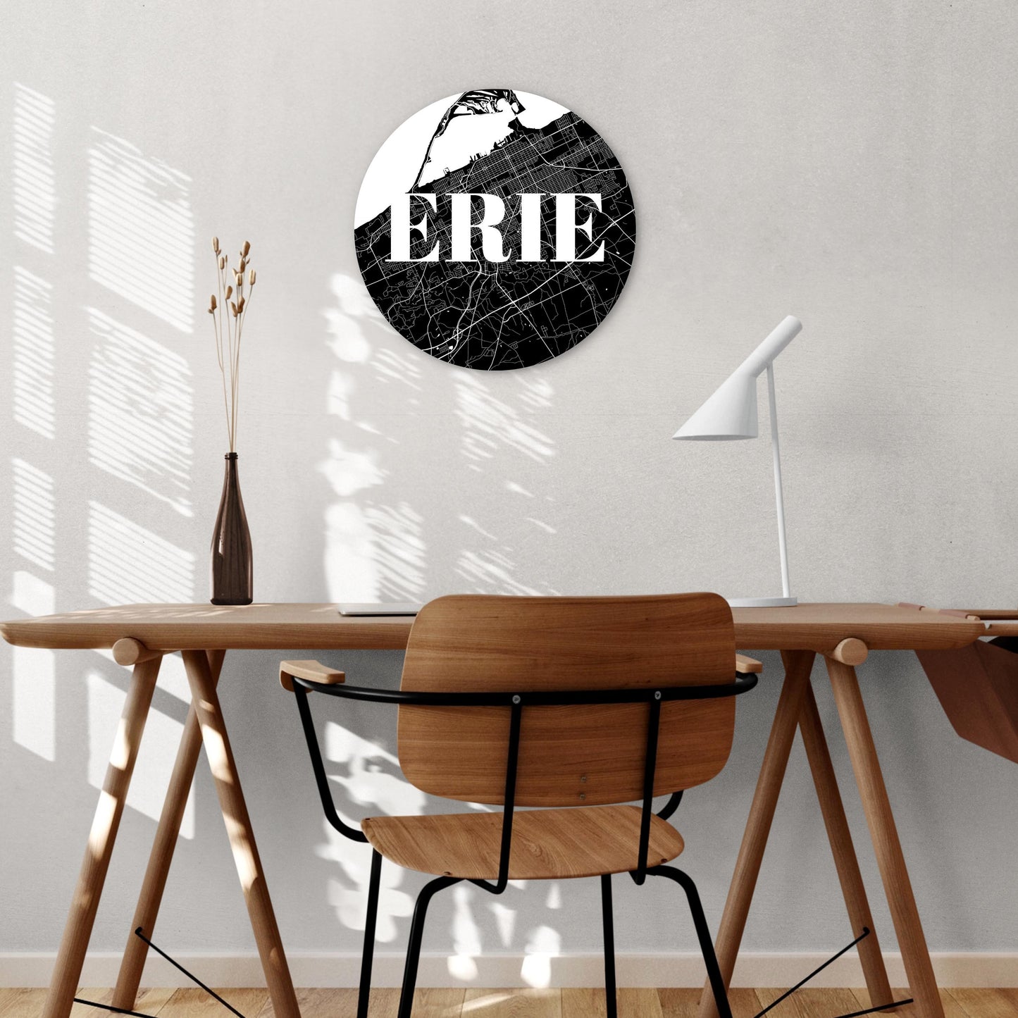Minimalistic B&W Pennsylvania Erie Map | Wood Sign | Eaches | Min 1