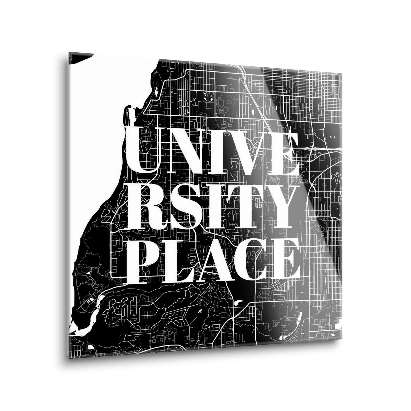 Minimalistic B&W Washington University Place Map | Hi-Def Glass Art | Eaches | Min 2