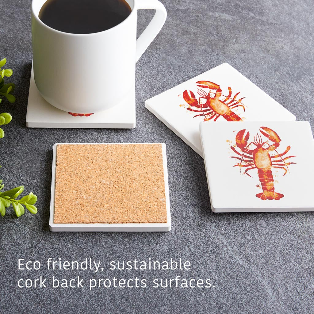 East Coast Water Color Lobster | Absorbent Coasters | Set of 4 | Min 2