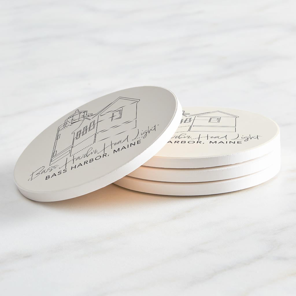 Bass Harbor Head Light | Absorbent Coasters | Set of 4 | Min 2