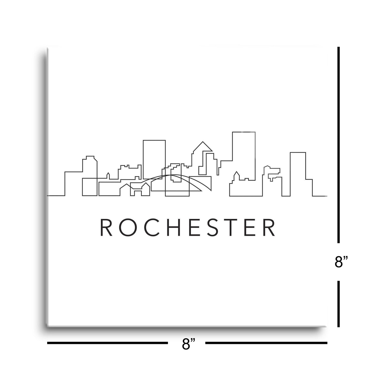 Minimalistic B&W New York Rochester Skyline | Hi-Def Glass Art | Eaches | Min 2