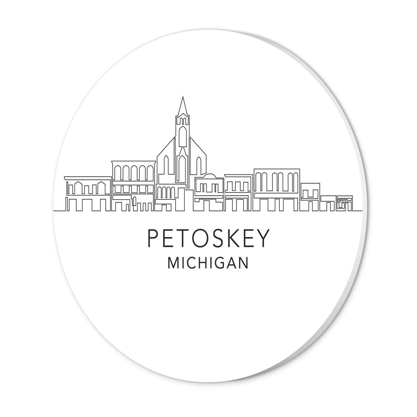 Minimalistic B&W Michigan Petoskey Skyline | Wood Sign | Eaches | Min 1