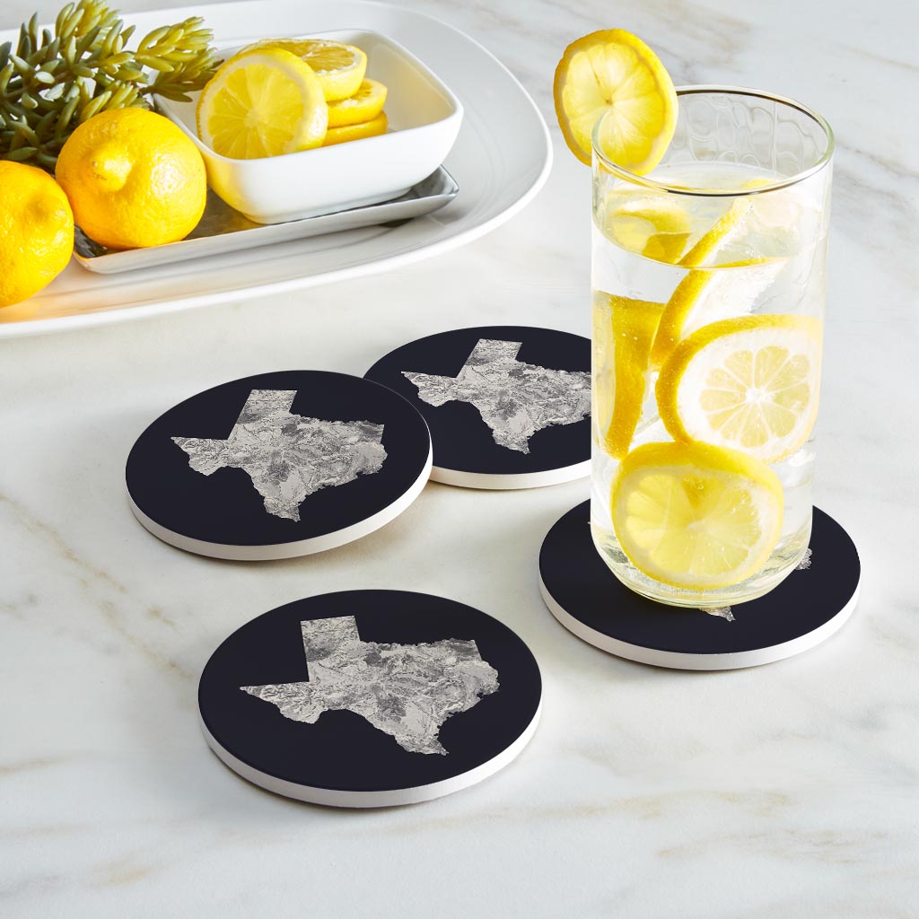 Modern Minimalist Texas Metal State Shape| Absorbent Coasters | Set of 4 | Min 2