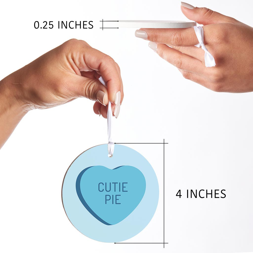 Message Hearts Cutie Pie | Wood Ornament | Eaches | Min 6