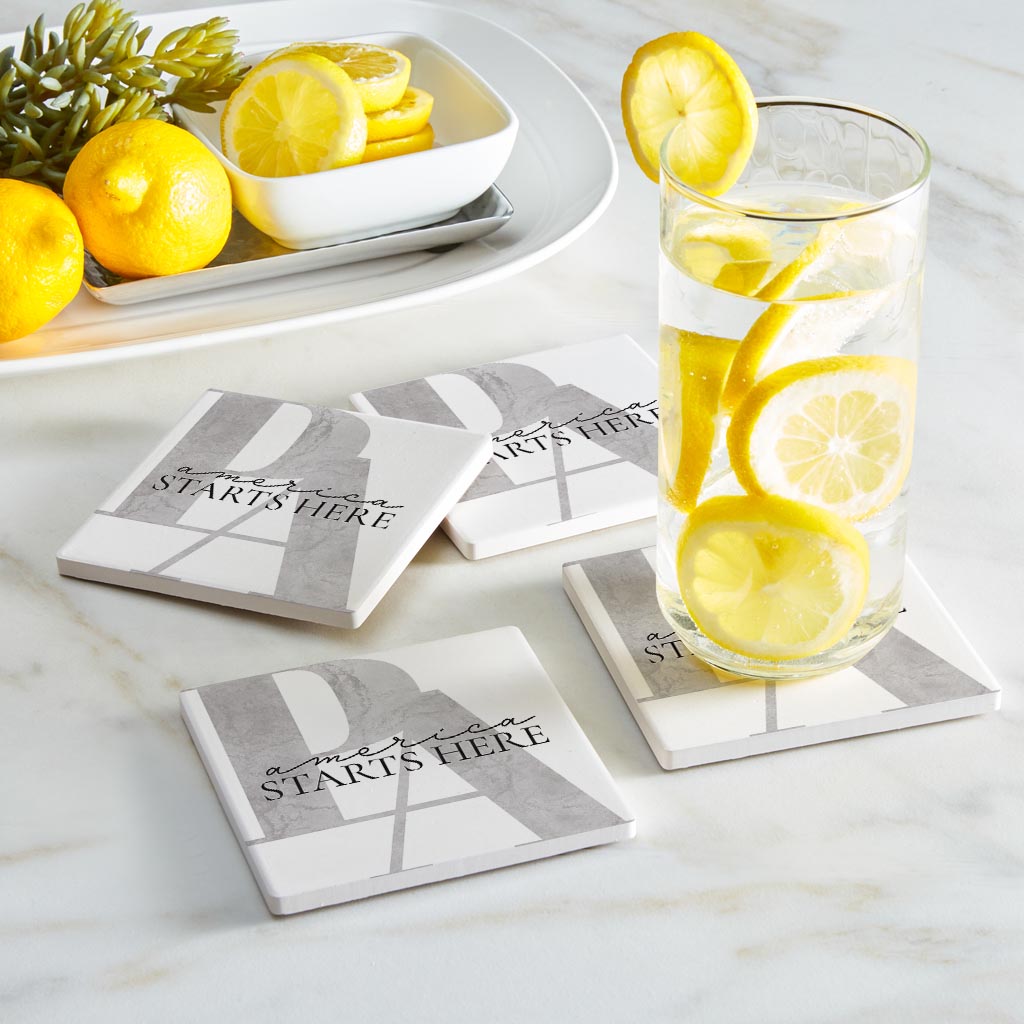 Minimalistic B&W Pennsylvania America Quip | Absorbent Coasters | Set of 4 | Min 2