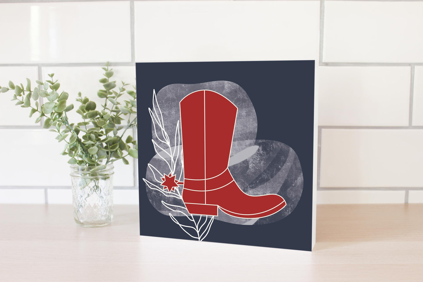 Modern Minimalist Texas Colors Boot | Wood Block | Eaches | Min 2