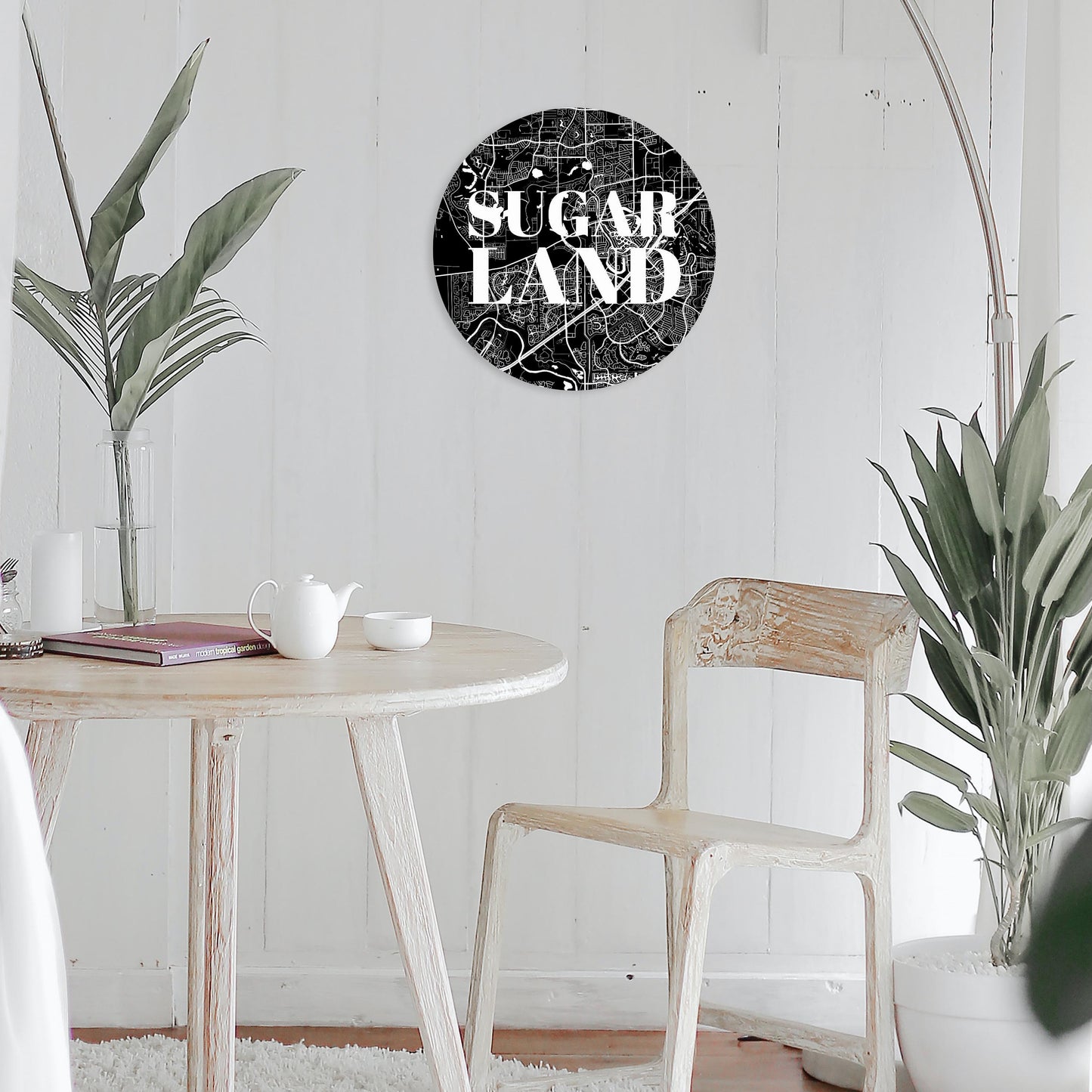 Minimalistic B&W Texas Sugarland Map | Wood Sign | Eaches | Min 1