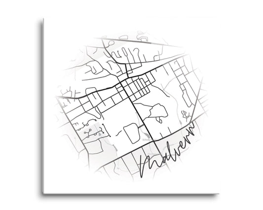 Minimalistic B&W Pennsylvania Malvern Circle Map | Hi-Def Glass Art | Eaches | Min 2