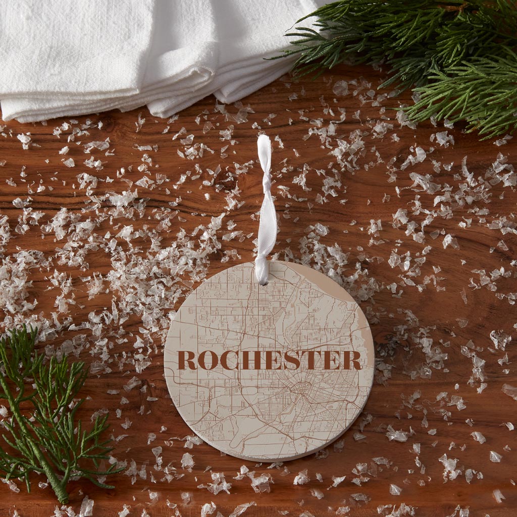 Modern Minimalist New York Rochester Map| Wood Ornament | Eaches | Min 6