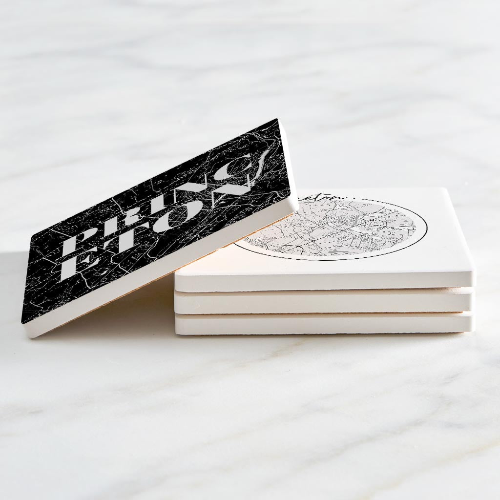 Minimalistic B&W New Jersey Princeton Maps | Absorbent Coasters | Set of 4 | Min 2