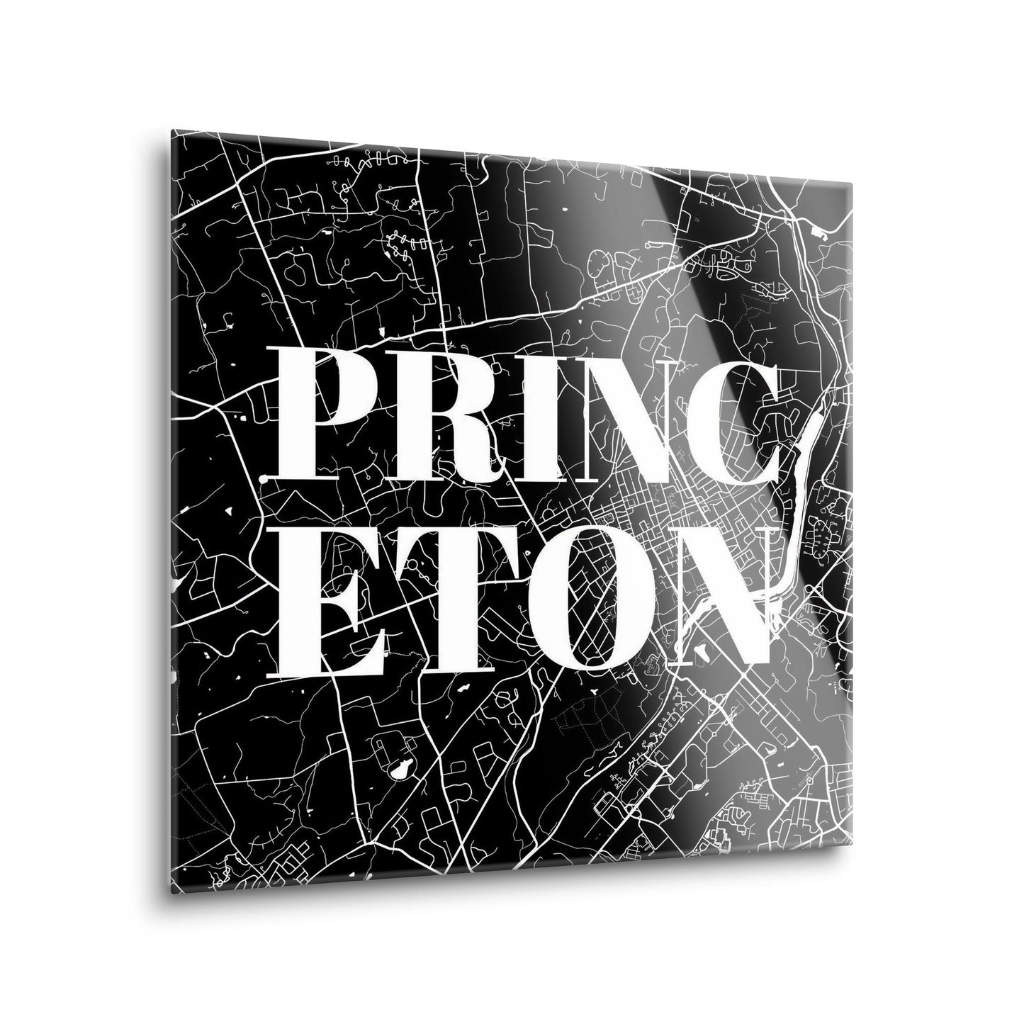Minimalistic B&W New Jersey Princeton Map | Hi-Def Glass Art | Eaches | Min 1