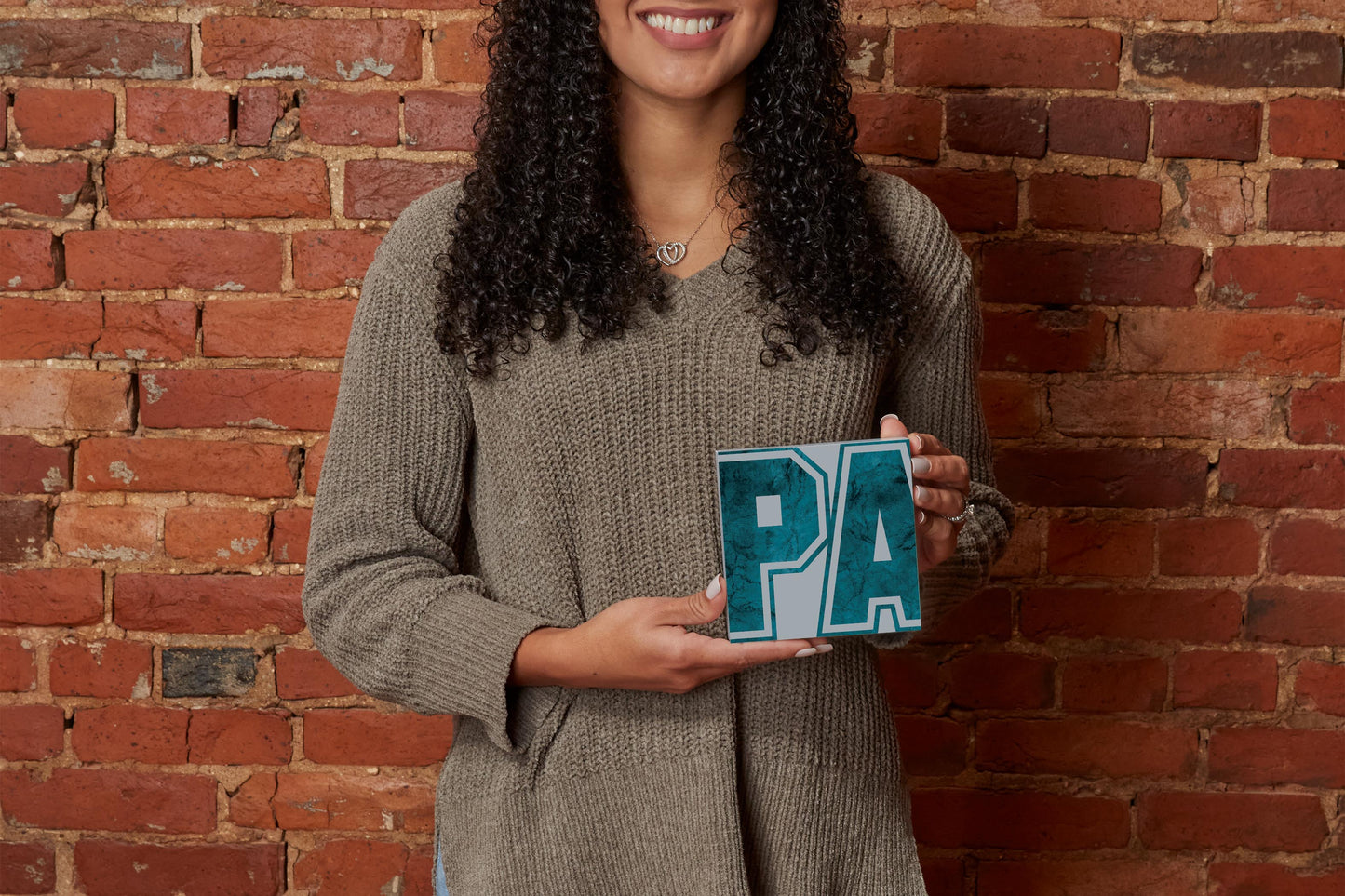 Modern Minimalist Pennsylvania Grey Initials | Wood Block | Eaches | Min 4