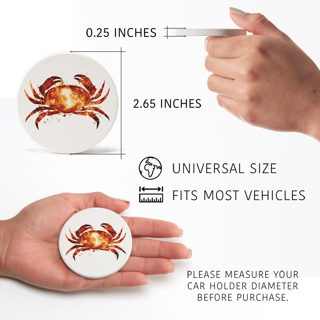 East Coast Water Color Crab | Absorbent Car Coasters | Set of 2 | Min 4