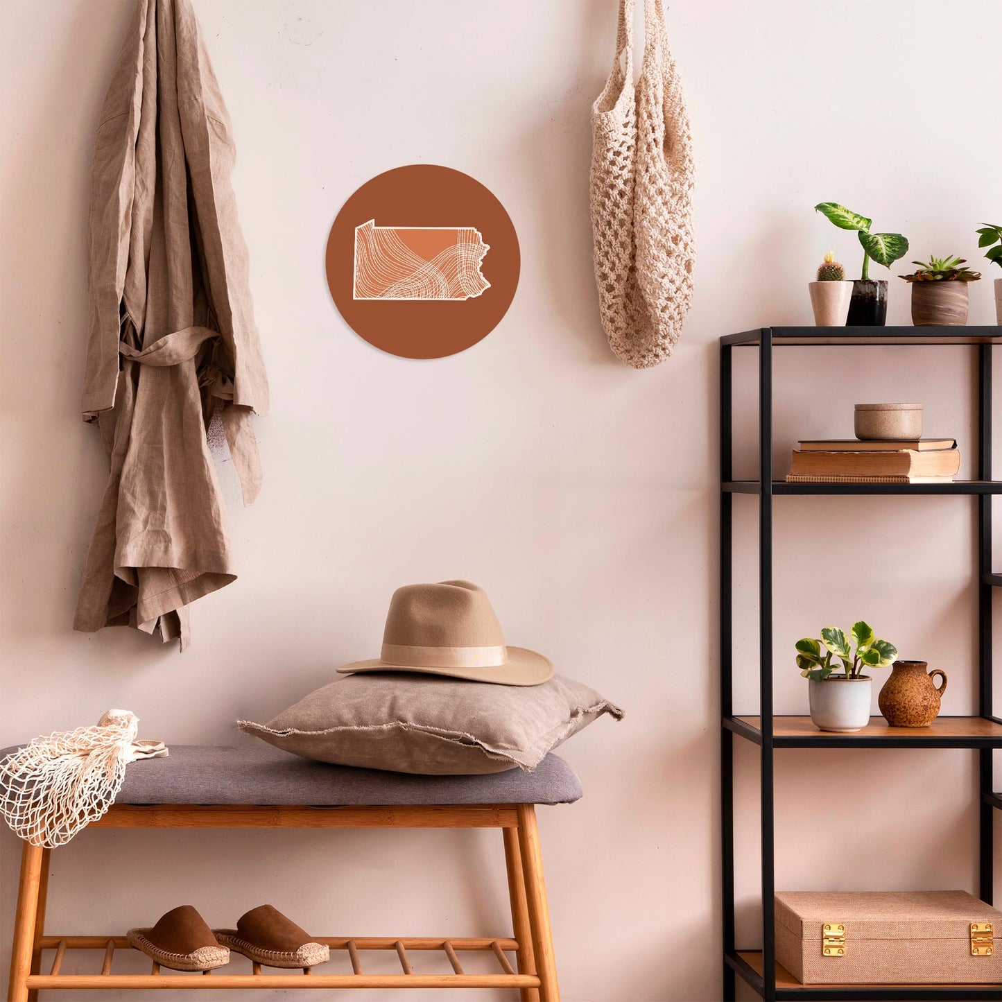 Modern Minimalist Pennsylvania State Lines Dark | Wood Sign | Eaches | Min 1