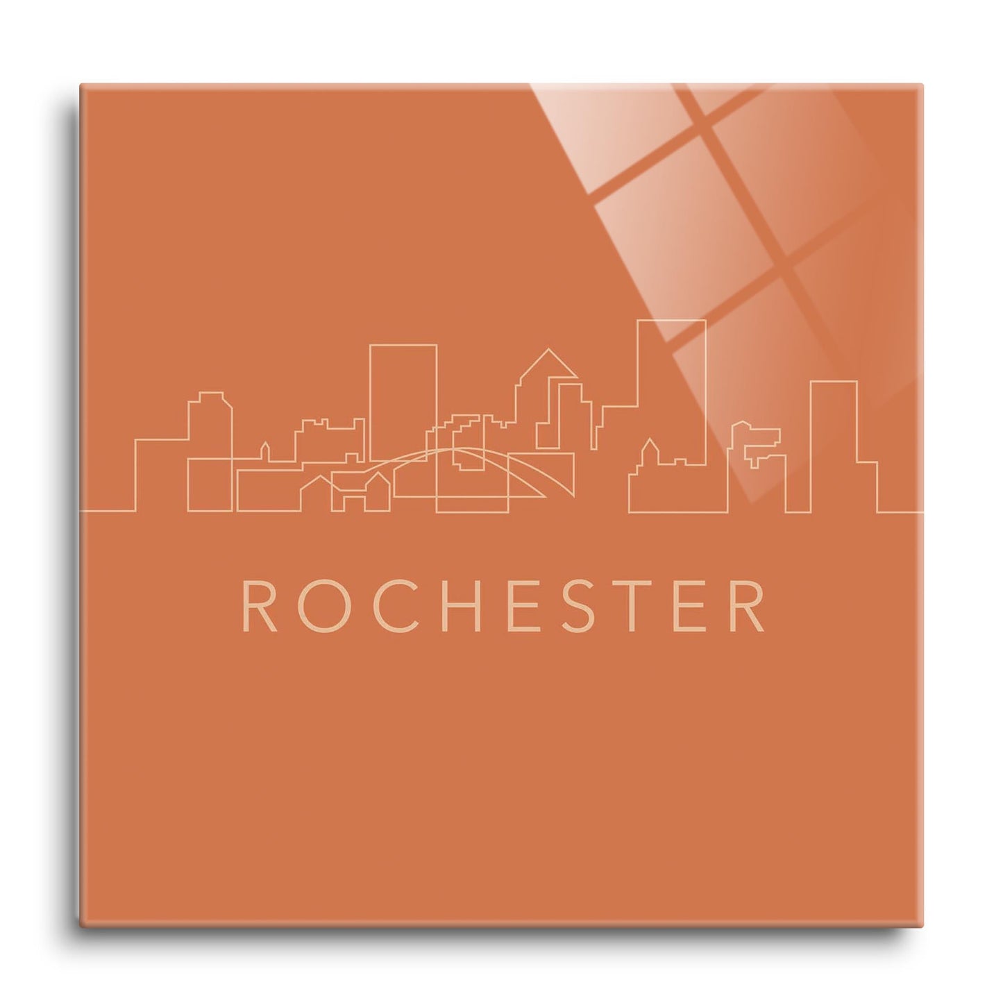 Modern Minimalistic New York Rochester Skyline | Hi-Def Glass Art | Eaches | Min 1