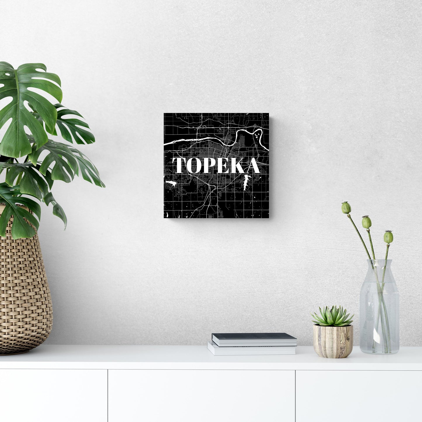Minimalist B&W Kansas Topeka Map | Wood Sign | Eaches | Min 2