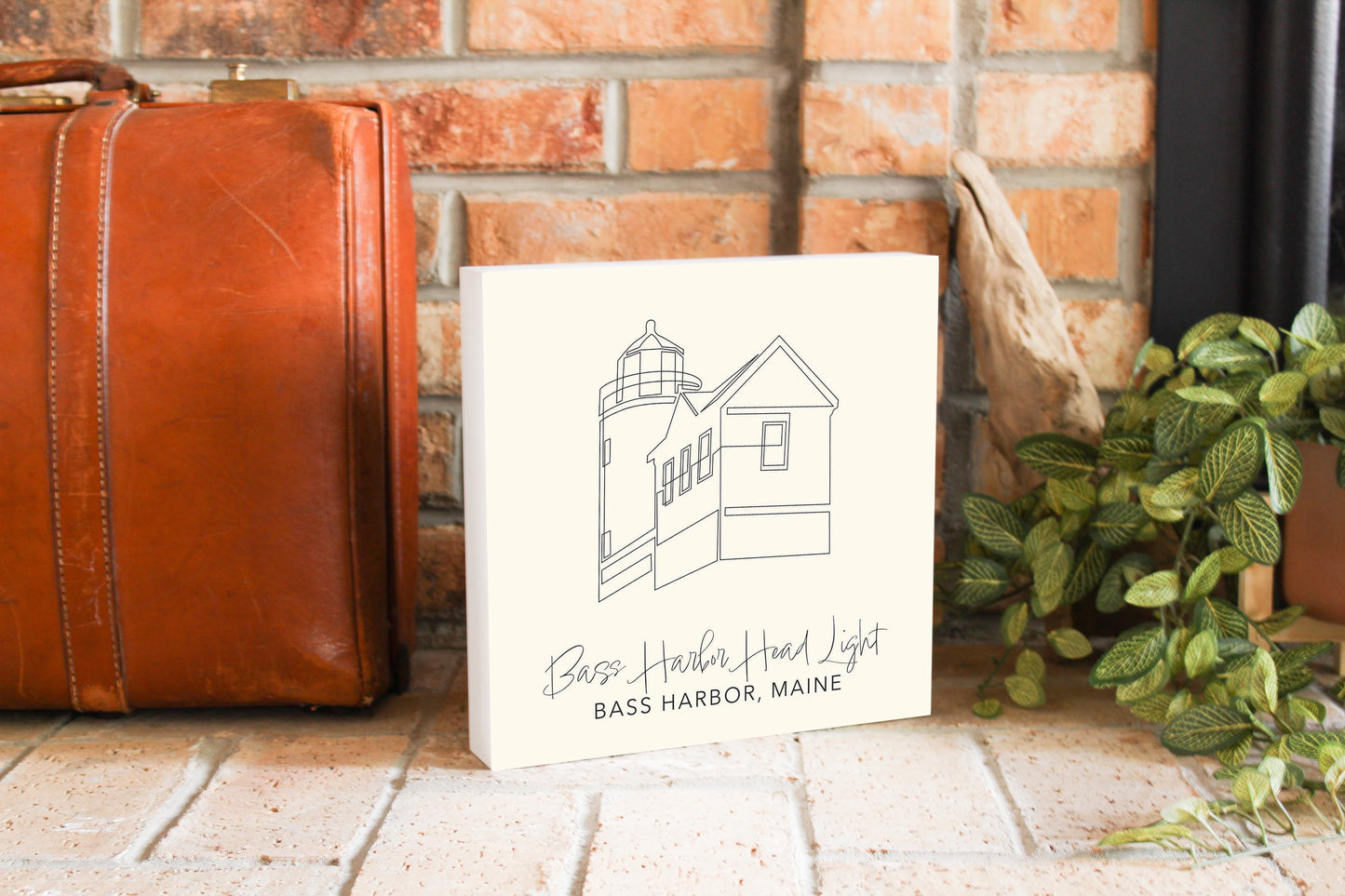 Cream Bass Harbor Head Light | Wood Block | Eaches | Min 2