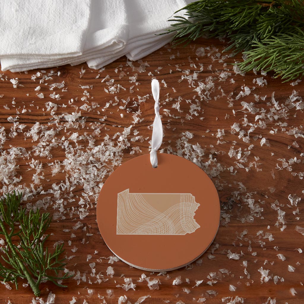 Modern Minimalist Pennsylvania State Lines Light| Wood Ornament | Eaches | Min 6