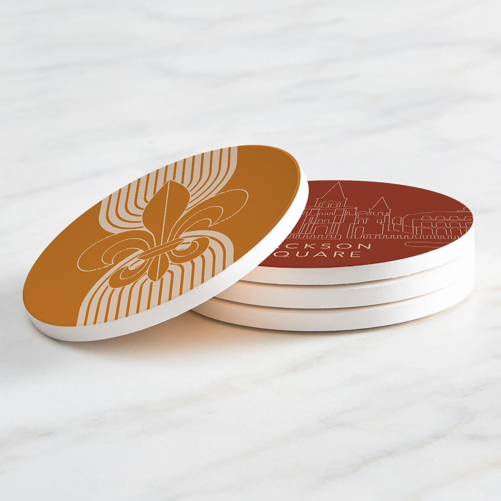 Modern Minimalist Louisiana Set | Absorbent Coasters | Set of 4 | Min 2