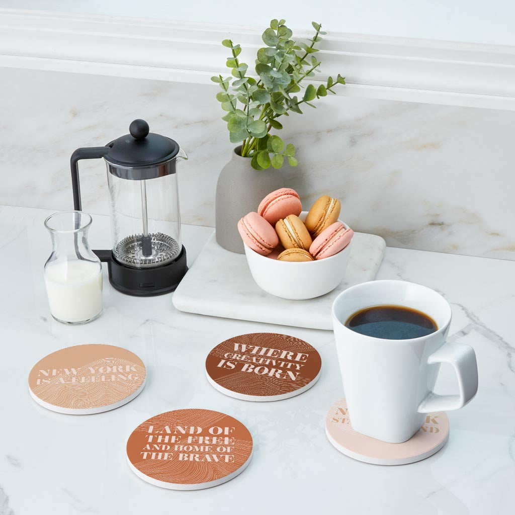 Modern Minimalist New York Quips | Absorbent Coasters | Set of 4 | Min 2