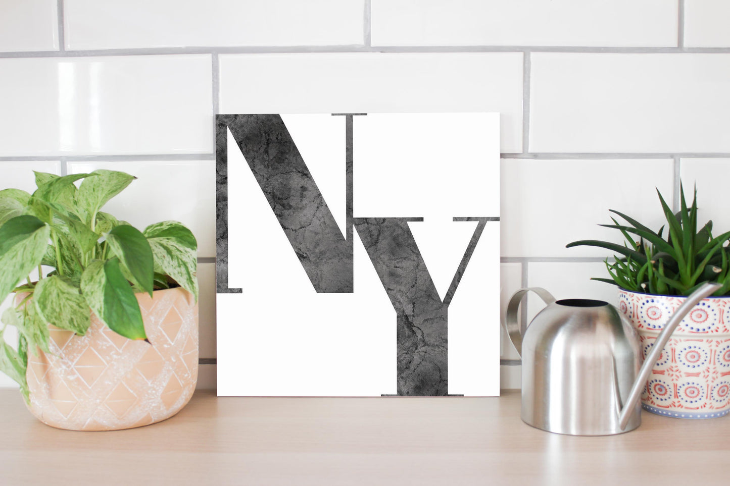 Minimalistic B&W New York White Initials | Wood Sign | Eaches | Min 2
