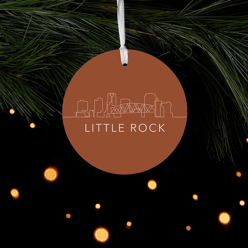 Modern Minimalist Arkansas Little Rock Skyline| Wood Ornament | Eaches | Min 6