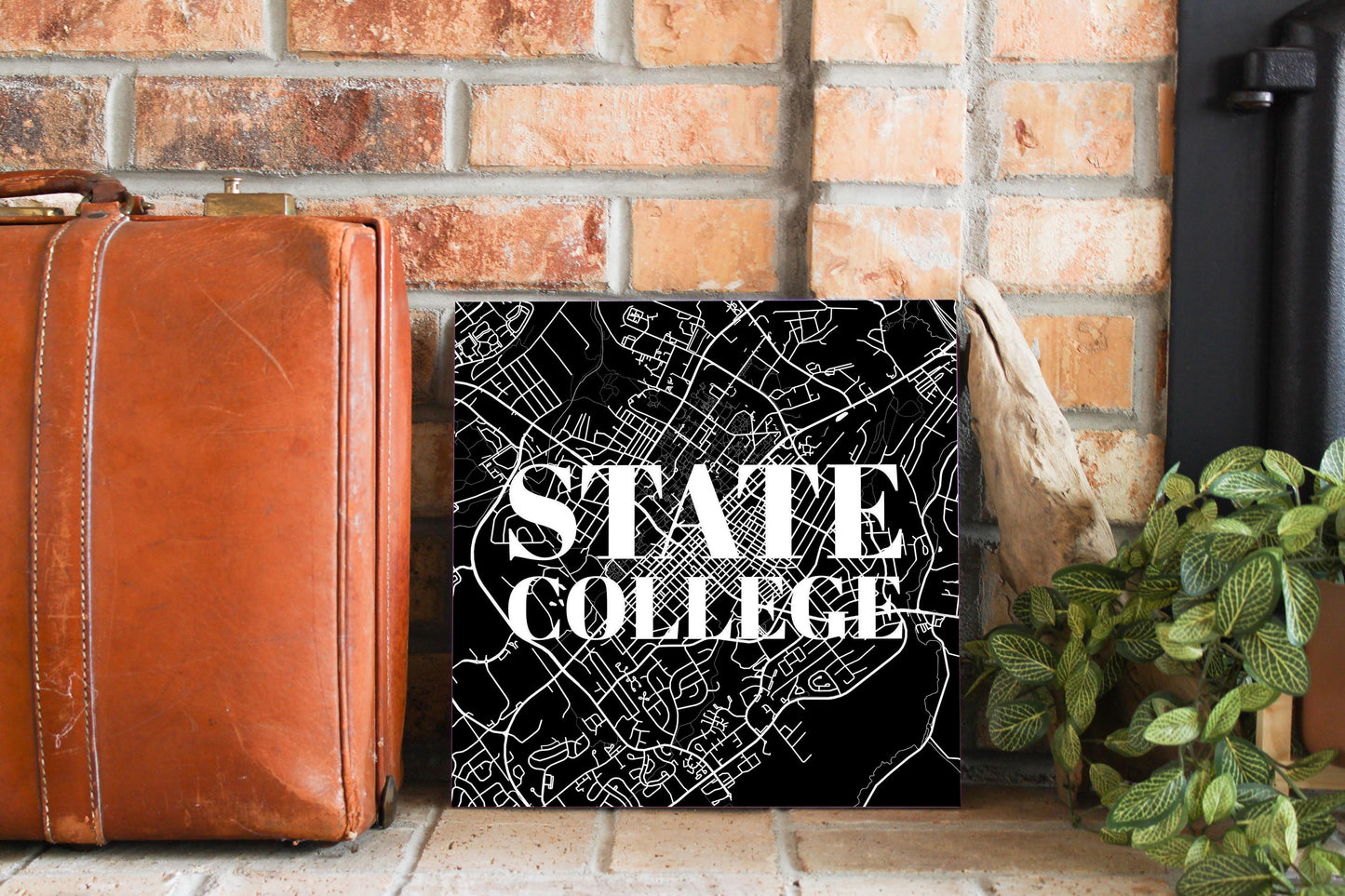 Minimalistic B&W Pennsylvania State College Map | Wood Sign | Eaches | Min 2