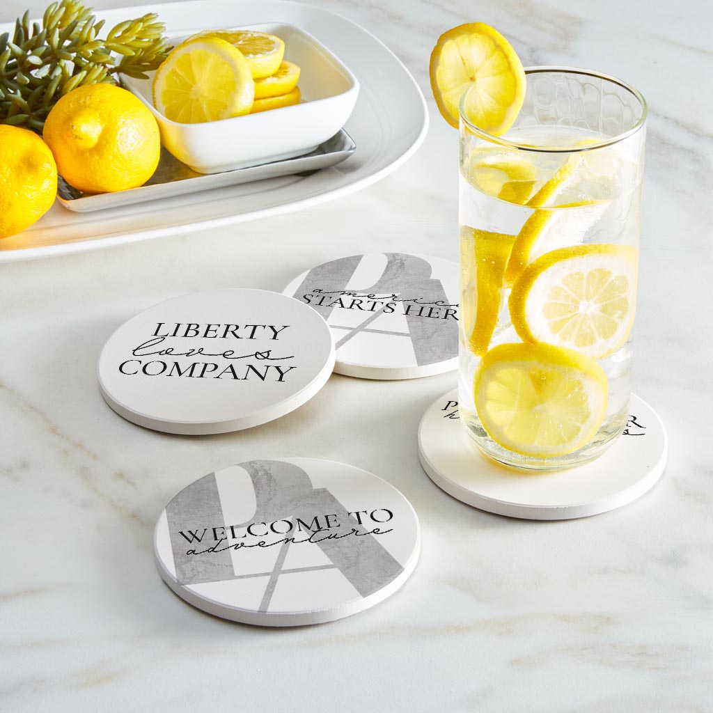 Minimalistic B&W Pennsylvania Quips | Absorbent Coasters | Set of 4 | Min 2