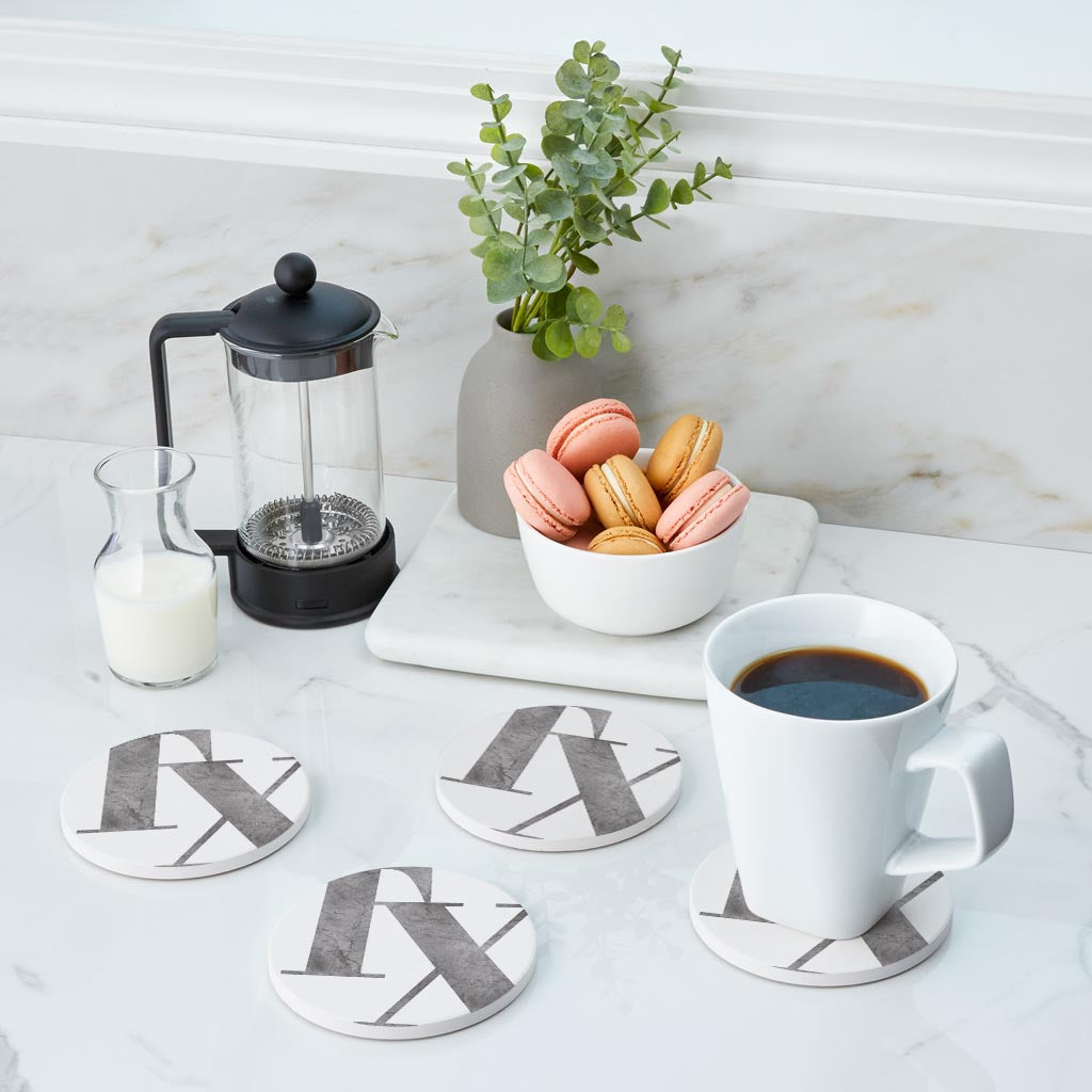 Modern White Texas Initials | Absorbent Coasters | Set of 4 | Min 2