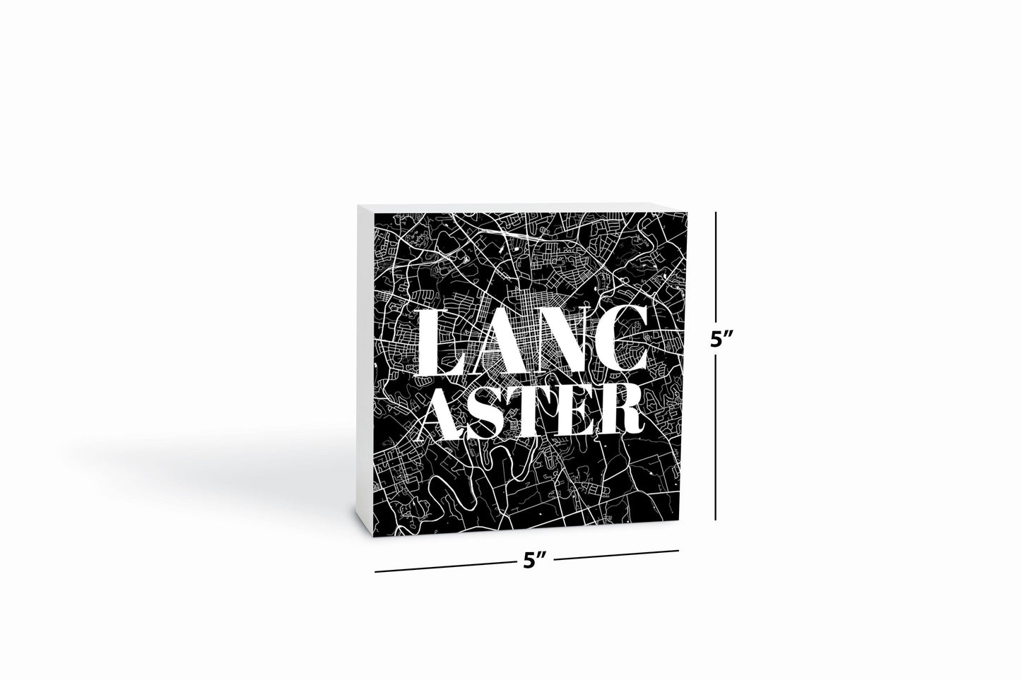 Minimalistic B&W Pennsylvania Lancaster Map | Wood Block | Eaches | Min 4