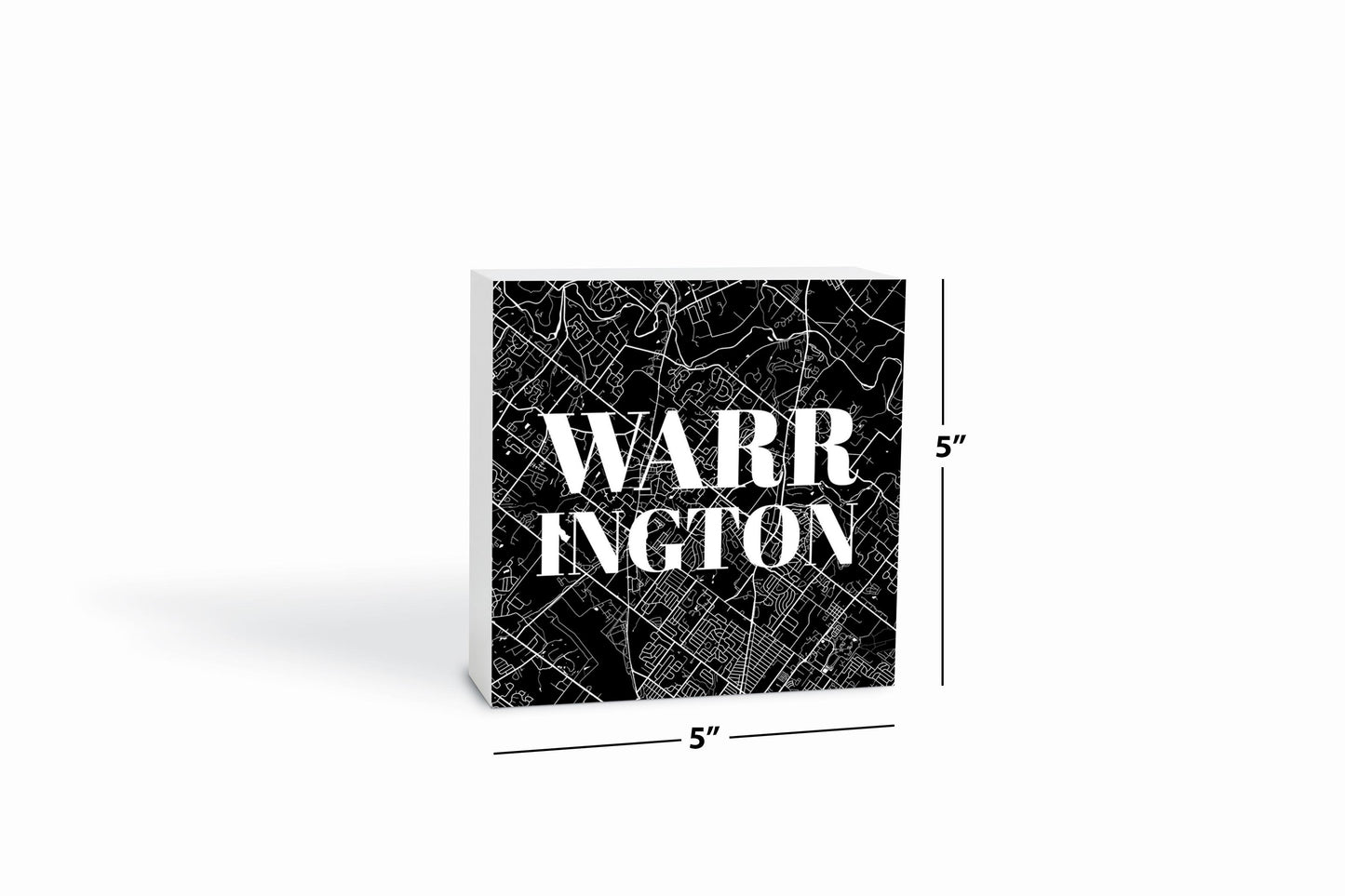 Minimalistic B&W Pennsylvania Warrington Map | Wood Block | Eaches | Min 4