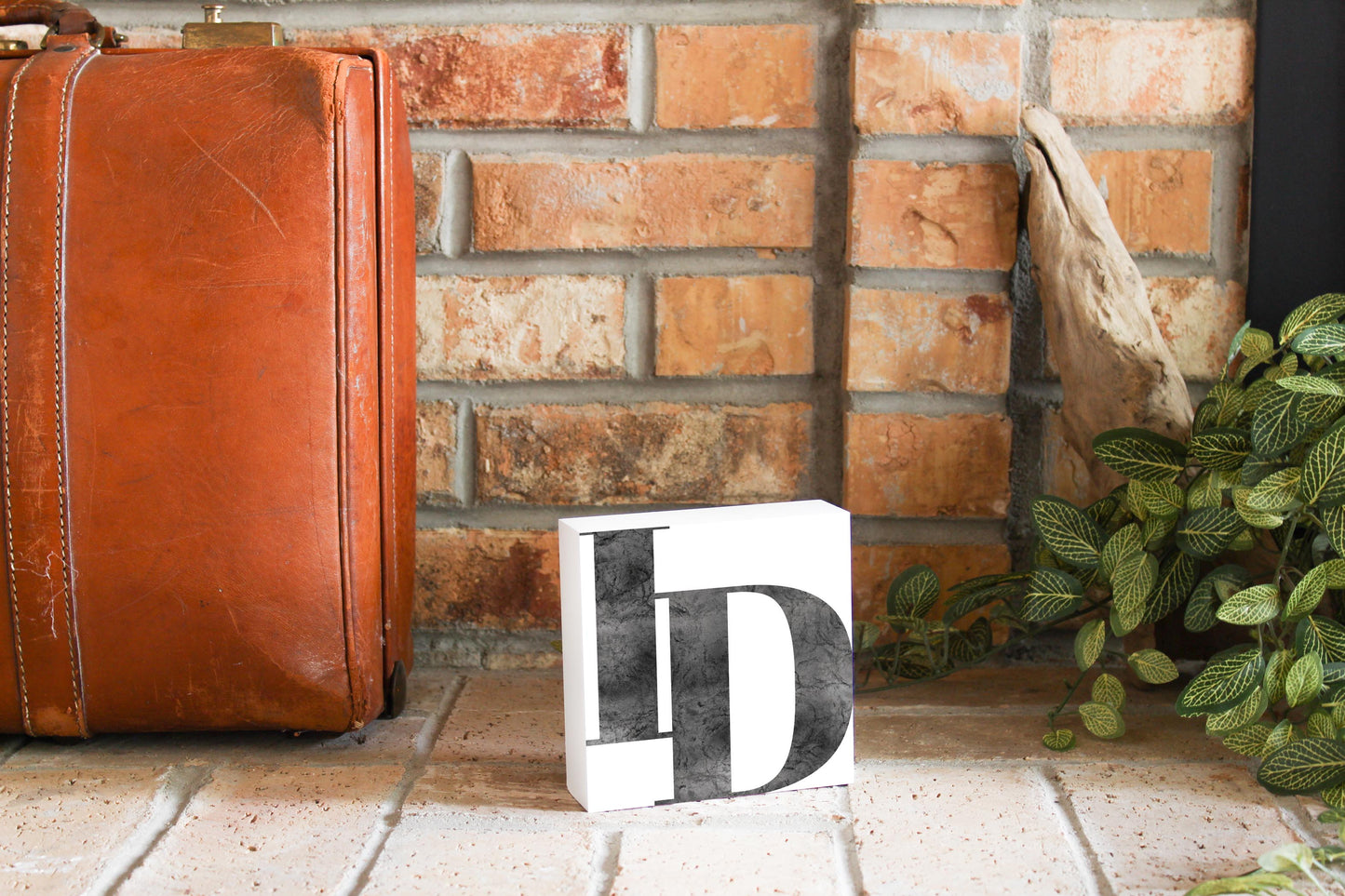 Minimalist B&W Idaho White Initials | Wood Block | Eaches | Min 4