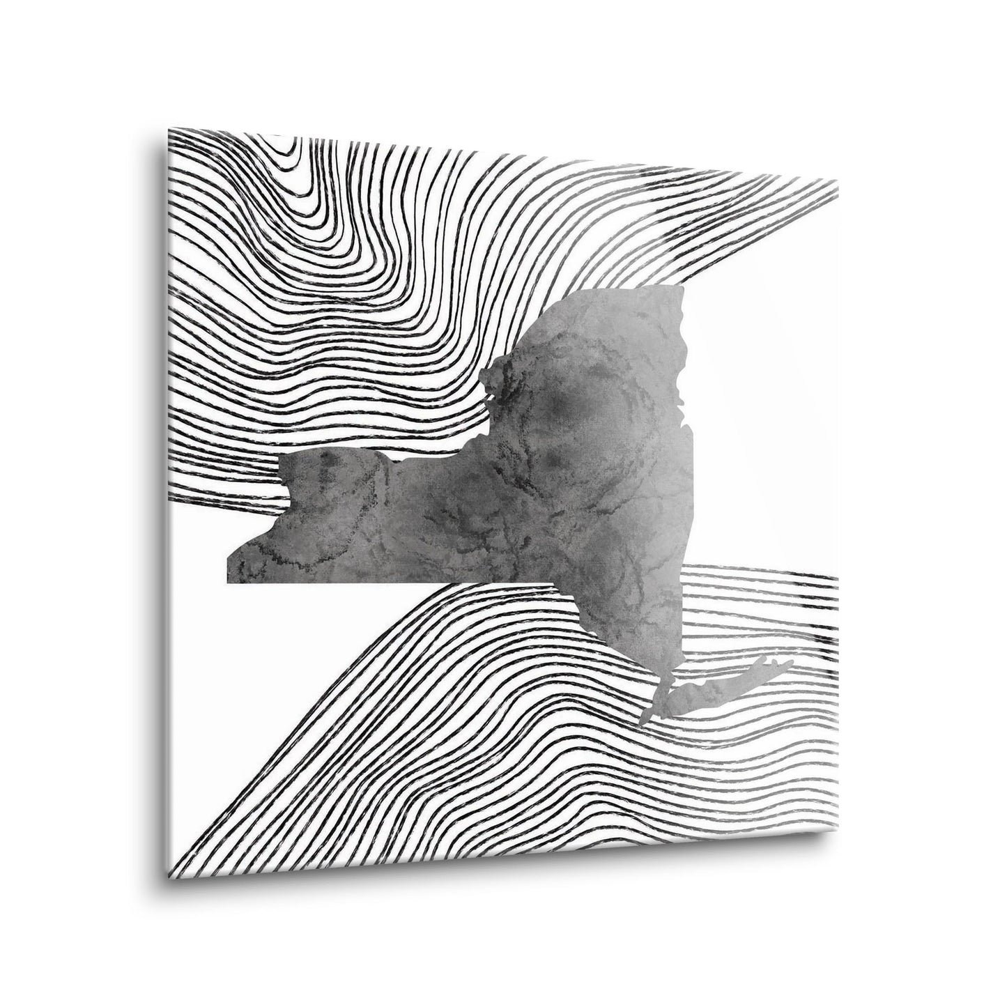 Minimalistic B&W New York State With Fluid Lines | Hi-Def Glass Art | Eaches | Min 1
