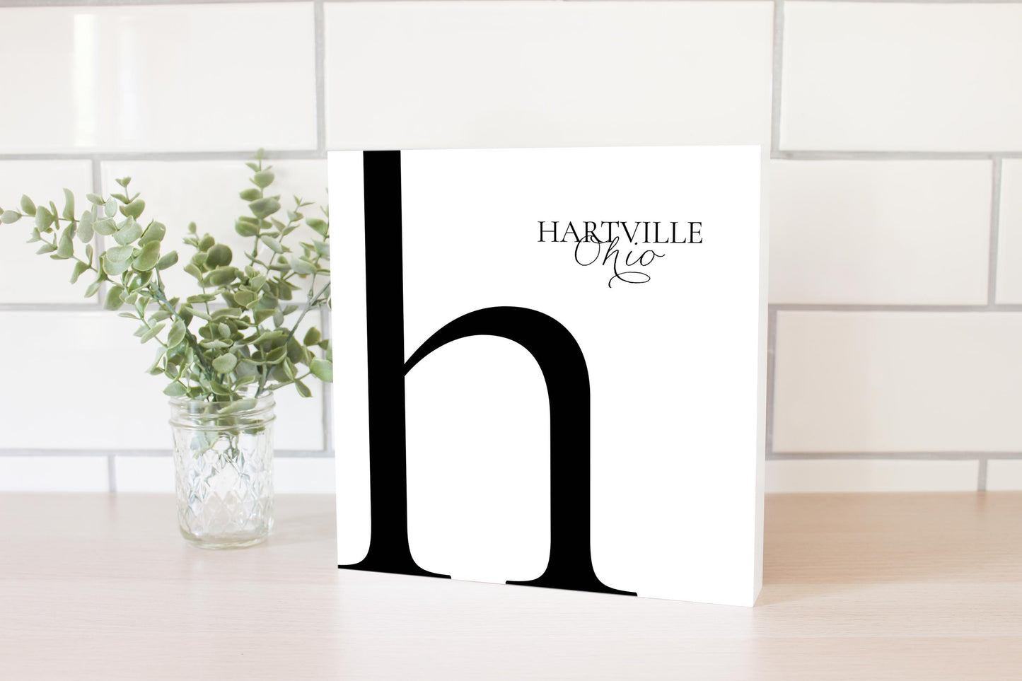 Hartville Oh Minimal Monogram | Wood Block | Eaches | Min 2
