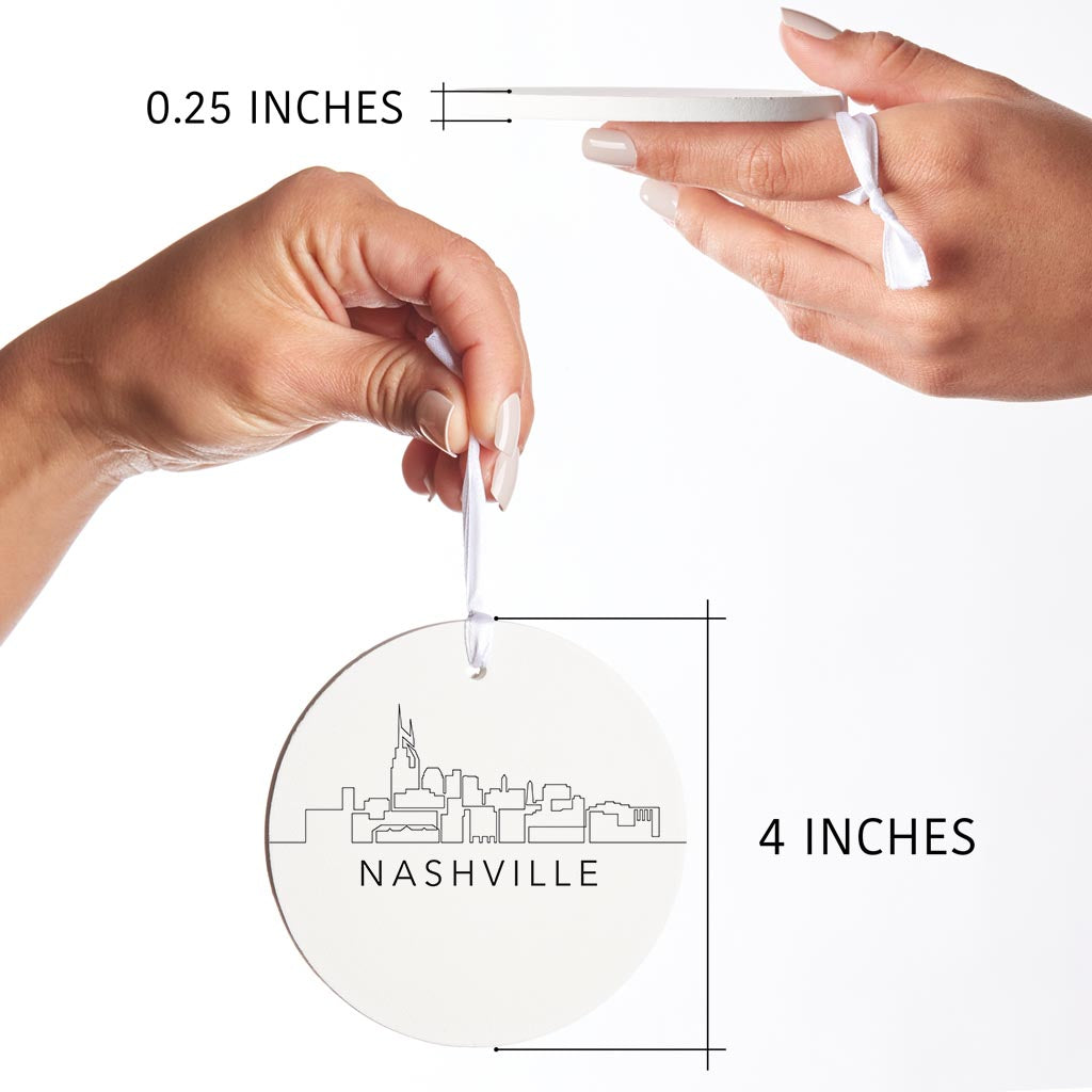 Minimalist B&W Tennessee Nashville Skyline| Wood Ornament | Eaches | Min 6