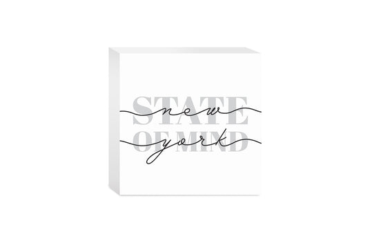 Minimalistic B&W New York Quip Ny State Of Mind | Wood Block | Eaches | Min 4