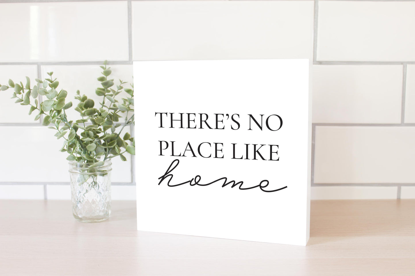 Minimalist B&W Kansas No Place Like Home | Wood Block | Eaches | Min 2