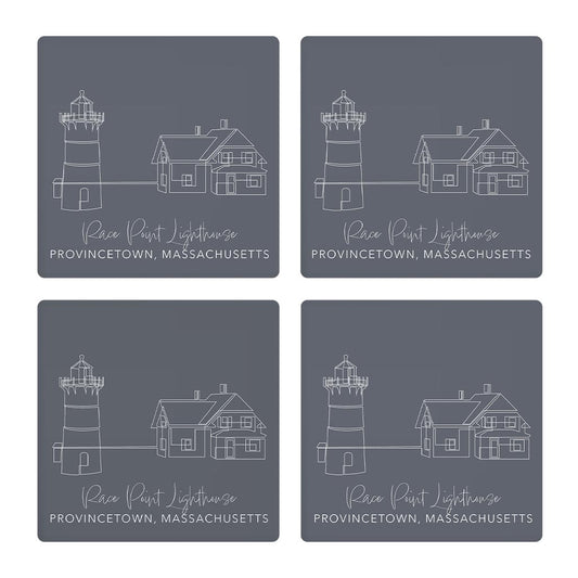 Race Point Lighthouse Muted Coastal | Absorbent Coasters | Set of 4 | Min 2